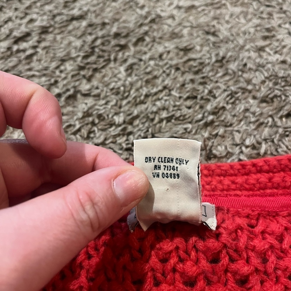 90s L.L. Bean Red Cottagecore Wool/Angora Blend Heritage Knitwear Cardigan Large - Picture 4 of 9